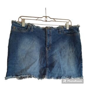 Rave R4R Jeans Raw Edge Denim Mini Skirt